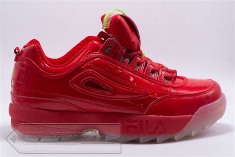 Купить Кроссовки Fila Disruptor 2 красные лакированные женские арт.F38