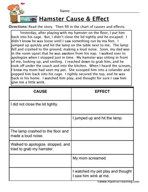 Cause And Effect Worksheets Third Grade