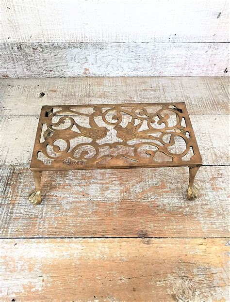 Plant Stand Brass Trivet Brass Plant Stand Brass Hot Plate Mid Etsy Hollywood Regency Decor