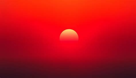 Hot Weather Hot Red Sun On The Horizon Isolated With White Highlights