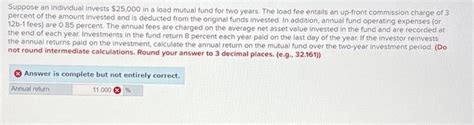 Solved Suppose An Individual Invests In A Load Chegg