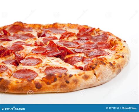 Pepperoni Pizza On A White Background Stock Image - Image: 13791751