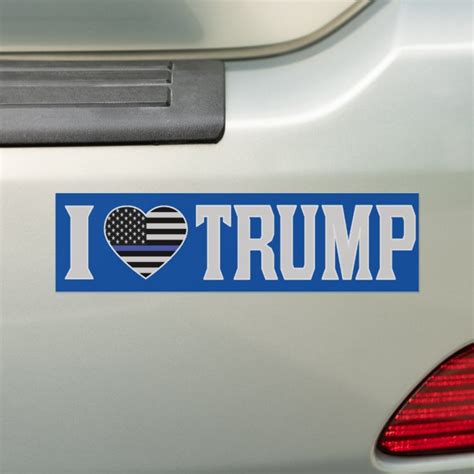 I Love Trump Us Flag Thin Blue Line Pro Trump Bumper Sticker