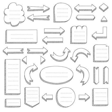 Conjunto De Flechas Negras Dibujadas A Mano Y Marcos Para Mapas