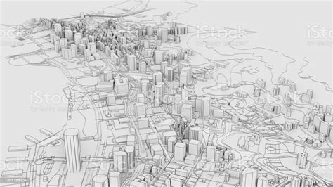 3d White City Model Outline 3d Illustration Stock Photo Download