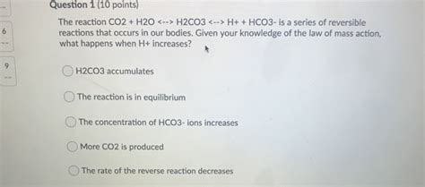 Solved Question Points The Reaction Co H O Chegg