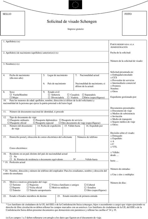 Formulario De Visa Para Espa A Actualizado Septiembre