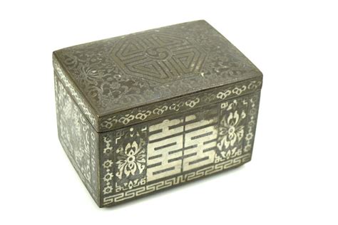 At Auction Fine Korean Iron Tobacco Box With Silver Inlay Joseon Dynasty