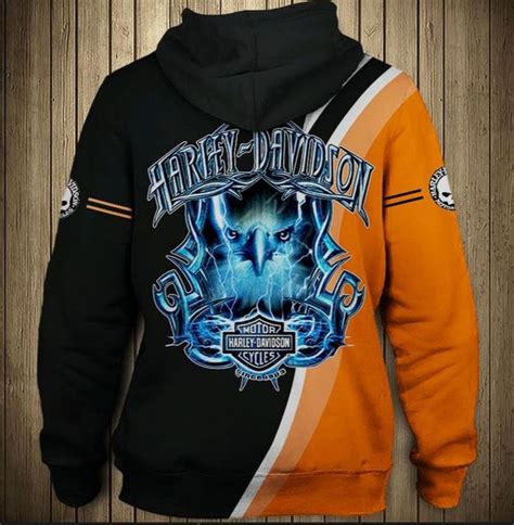 Harley Davidson Hoodies Black And Orange Color Long Sleeve Hoodies For