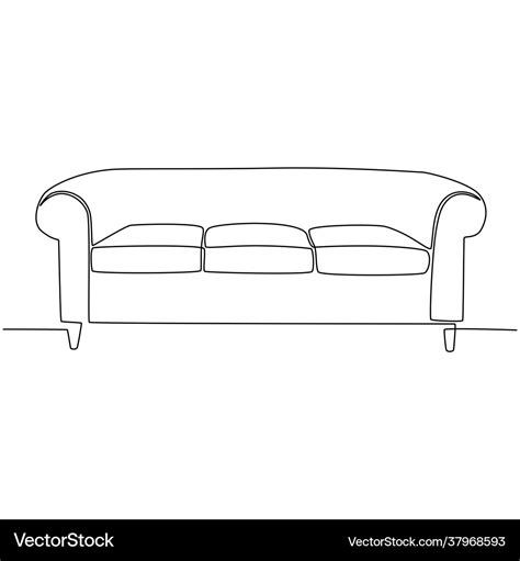 Continuous line drawing front view sofa Royalty Free Vector