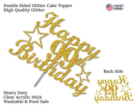 99th Birthday Cake Toppers Double Side Glitter Adult Party Etsy