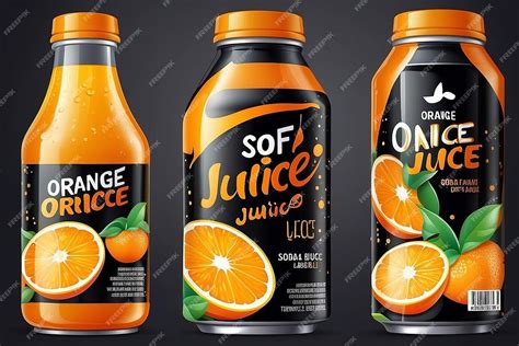 Premium Photo Orange Juice Label Design Soft Drink Bottle Label