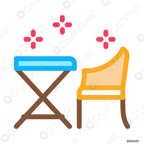 Table And Chair Icon Vector Outline Illustration Stock Vector