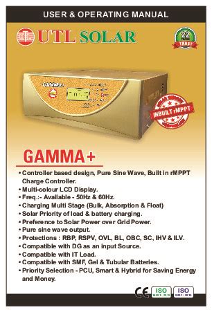 Gamma Plus MPPT Utl Solar Inverter PDFCOFFEE