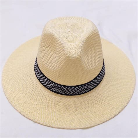 Men Women Straw Jazz Fedora Hat Trilby Cuban Sun Cap Panama Short Brim Summer Ebay