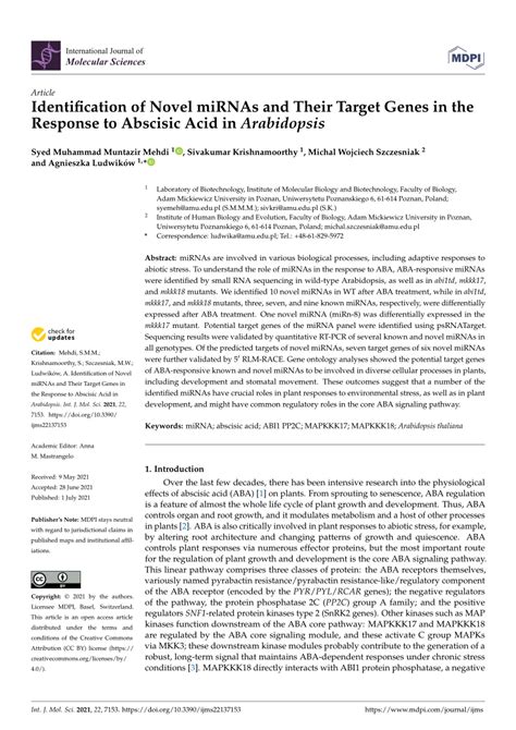 PDF Identification Of Novel MiRNAs And Their Target Genes In The