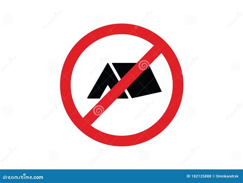 No Camping Or No Tents Prohibition Sign Ban Stock Vector Illustration