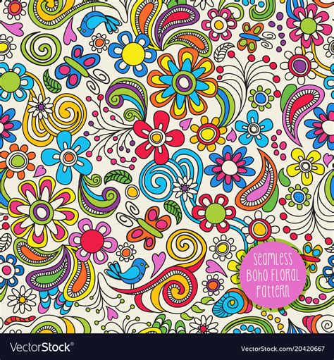 Seamless Boho Floral Pattern Royalty Free Vector Image