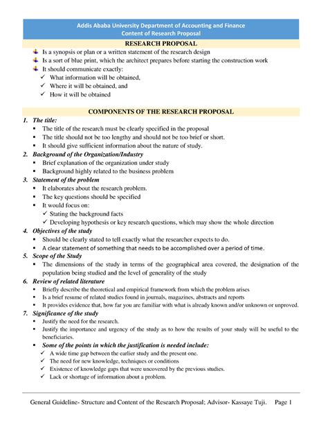 Components Of The Research Proposal Page 1 RESEARCH PROPOSAL Is A