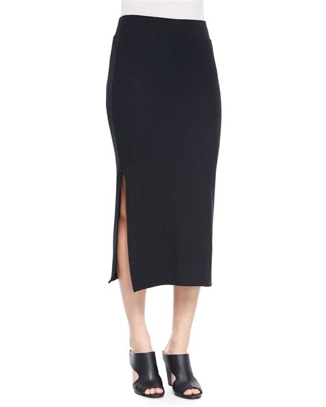 Atm Side Slit Knit Tube Skirt In Black Lyst