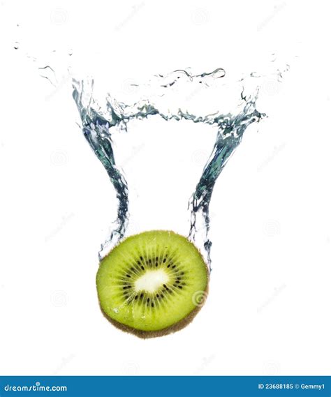 Fresh Kiwi Fruit Splashing In The Water Stock Image Image Of Cool