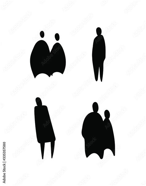 vector illustration outline silhouettes  people contour drawing
