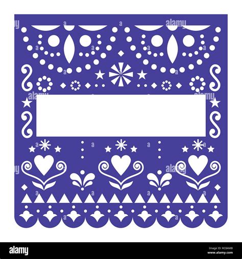 Papel Picado Template Vector Design Mexican Happy Navy Blue Paper