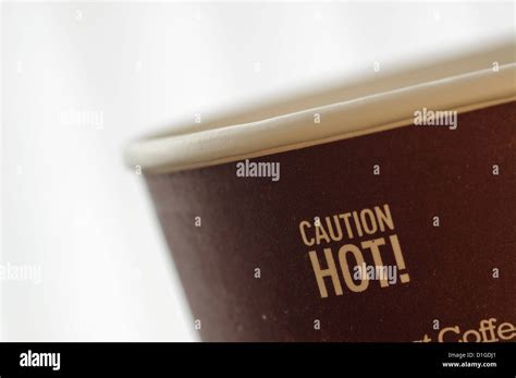 Caution Hot Sign On Coffee Cup Stock Photo Alamy
