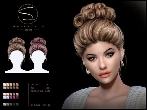 Elegante Updo Hairstyle Marie060123 By S CLUB In 2024 Sims Hair Hair