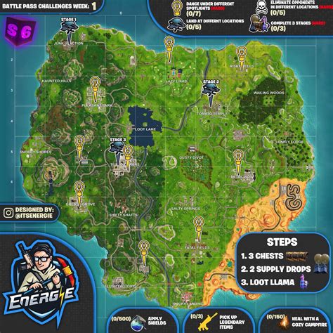 Cheat Sheet Map For Fortnite Battle Royale Season 6, Week 1 Challenges