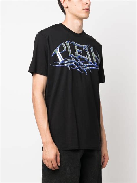 Philipp Plein Crystal Embellished Logo T Shirt Black Farfetch