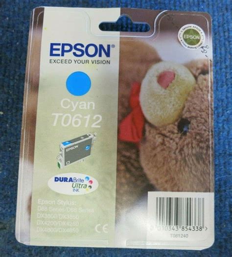 New Epson T0612 Singlepack Cyan Durabrite Ultra Inkjet Ink Cartridge