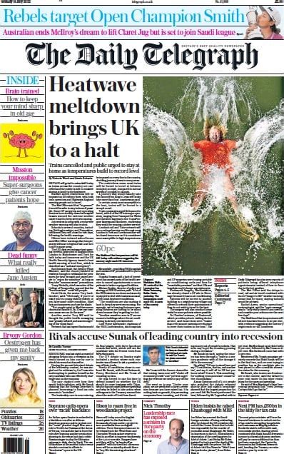 The Daily Telegraph Uk Front Page For 18 July 2022 Paperboy Online