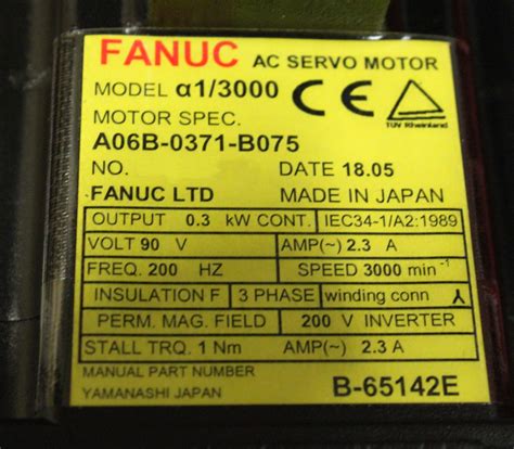 Fanuc A06B 0371 B075 AC MOTOR A1 3000 A64 PULSE 1 YEAR WARRANTY