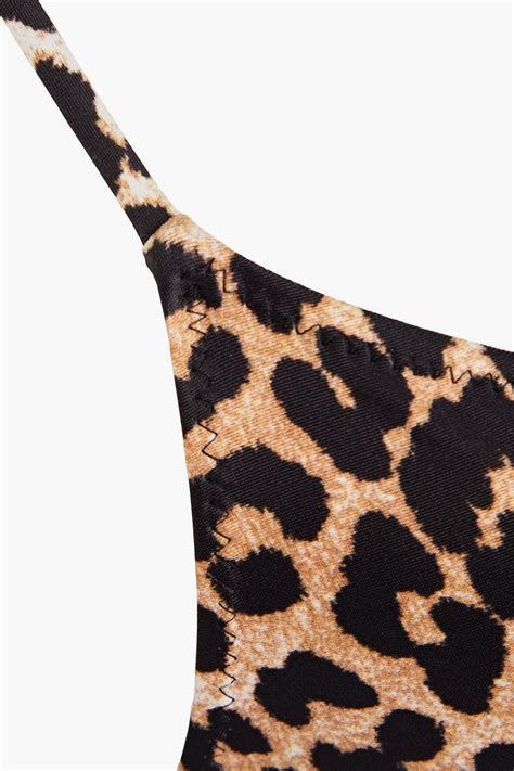 GANNI Twisted Leopard Print Triangle Bikini Top THE OUTNET