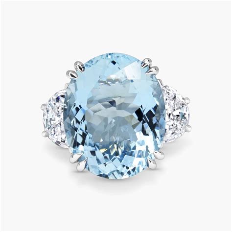 Ct White Gold Ct Oval Aquamarine And Diamond Ring Cerrone