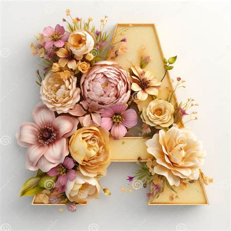 Letras Doradas Con Flores Fondo Blanco Stock De Ilustración