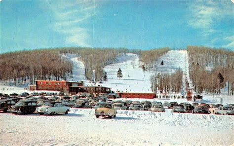 Boyne Falls Michigan Mountain Ski Lodge Only Double Chair Lift 1950s