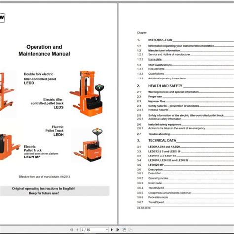 Doosan Electric Pallet Truck Ledd Leds Ledh Ledh Mp Operation And