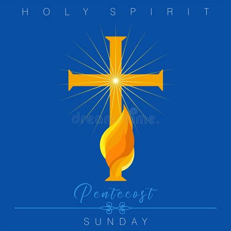 Pentecost Sunday Banner With Holy Spirit In Flame Stock Vector