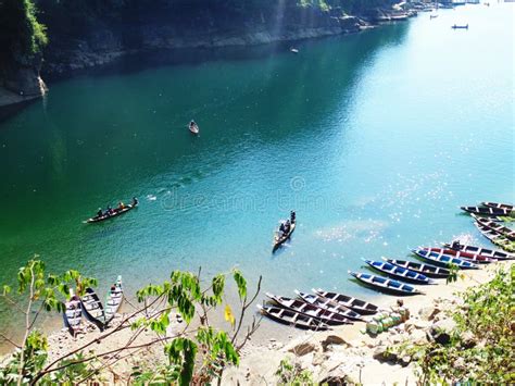 boat umngot river dawki meghalaya stock   royalty