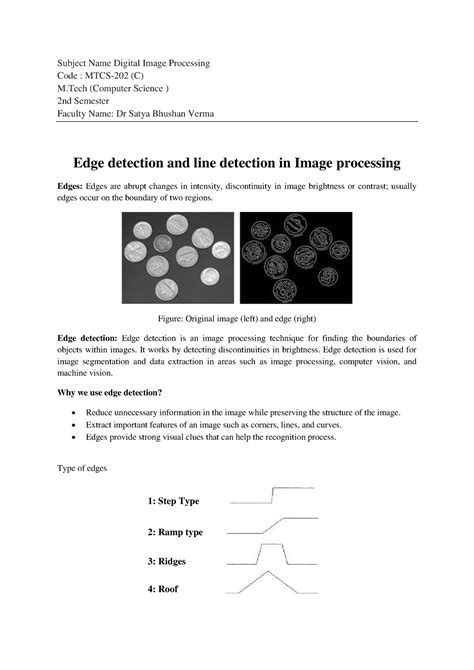 Edge Detection Digital Image Processing Notes Subject Name Digital