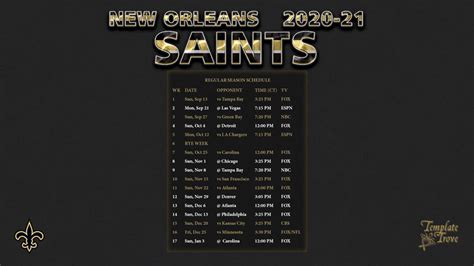 2020 2021 New Orleans Saints Wallpaper Schedule