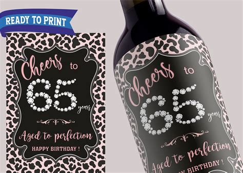 Custom 65th Birthday Wine Labels Printable 65th Aged To Etsy