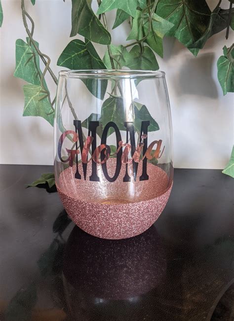 Mom Wine Glass Glitter Wine Glass Custom Mom Wine Glass Etsy