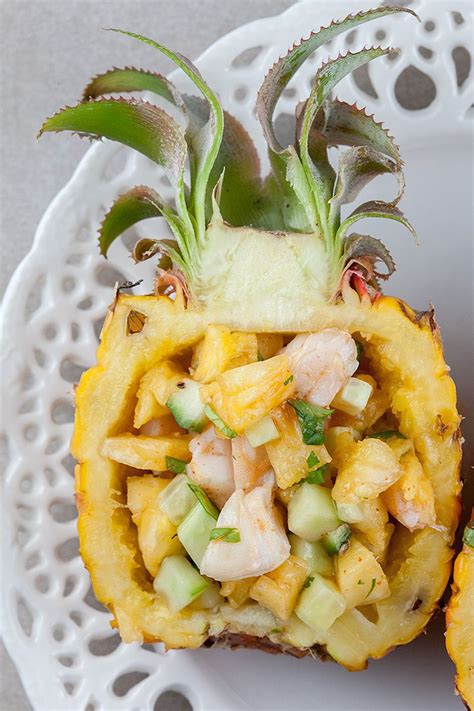 Baby pineapple shrimp salad | Ohmydish