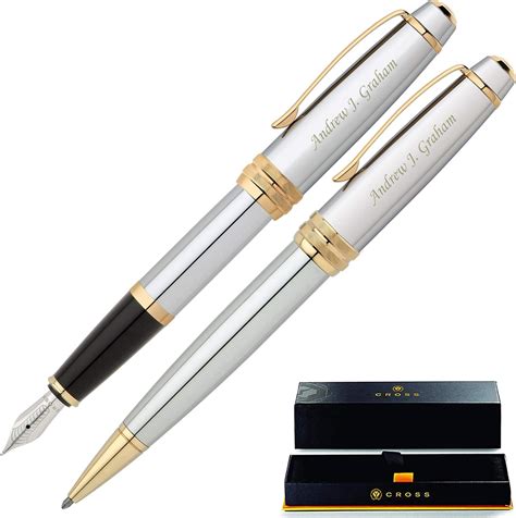 Amazon.com : Cross Pen Set | Engraved/Personalized Cross Bailey Medalist Ballpoint and Fountain ...