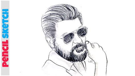 Drawing Viswasam Thala Ajith Kumar Realistic Sketch Youtube