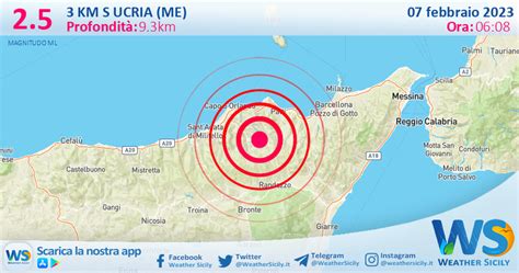 Scossa Di Terremoto Magnitudo Nei Pressi Di Ucria Me Weather Sicily