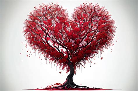 Premium Photo Surprising Red Love Tree Heart Shaped